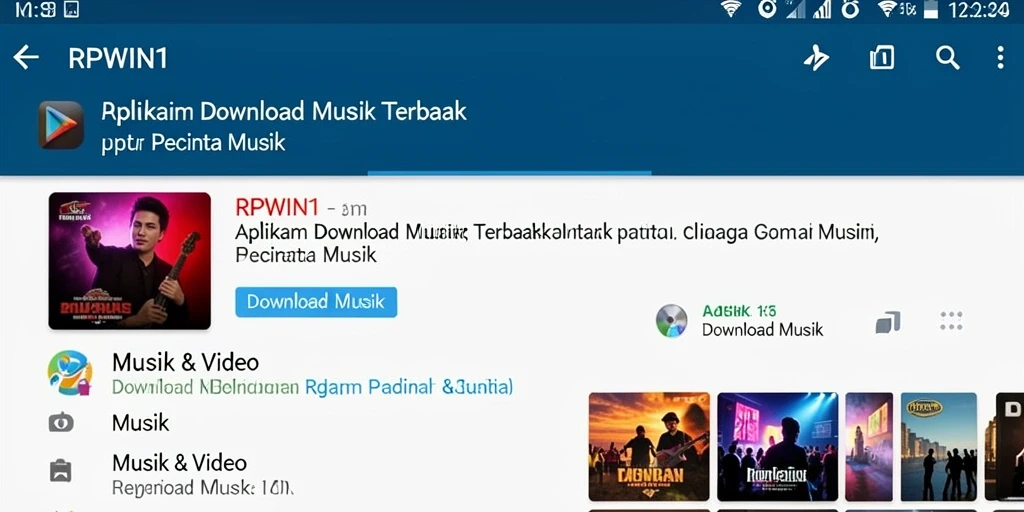 Antarmuka pengguna RPWIN1 yang sederhana dan menarik untuk Download Musik.